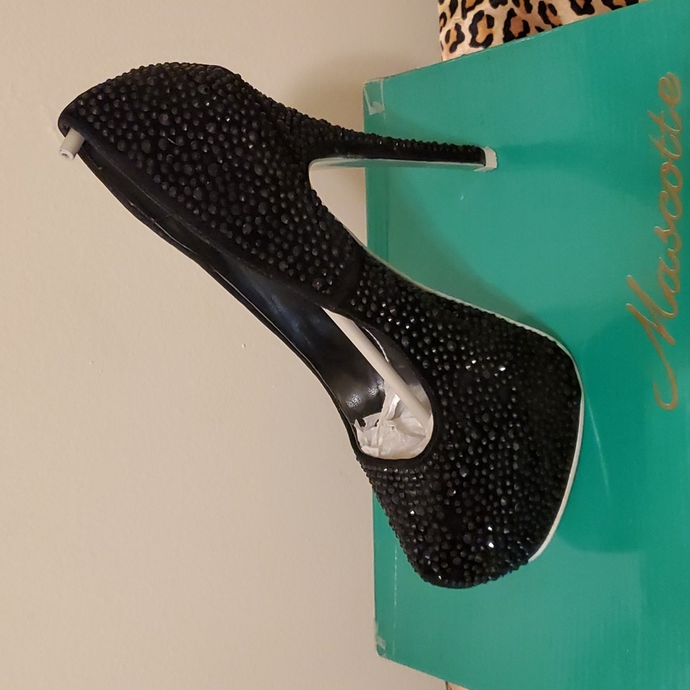 Rhinestone Black Heels - Picture 3 of 3